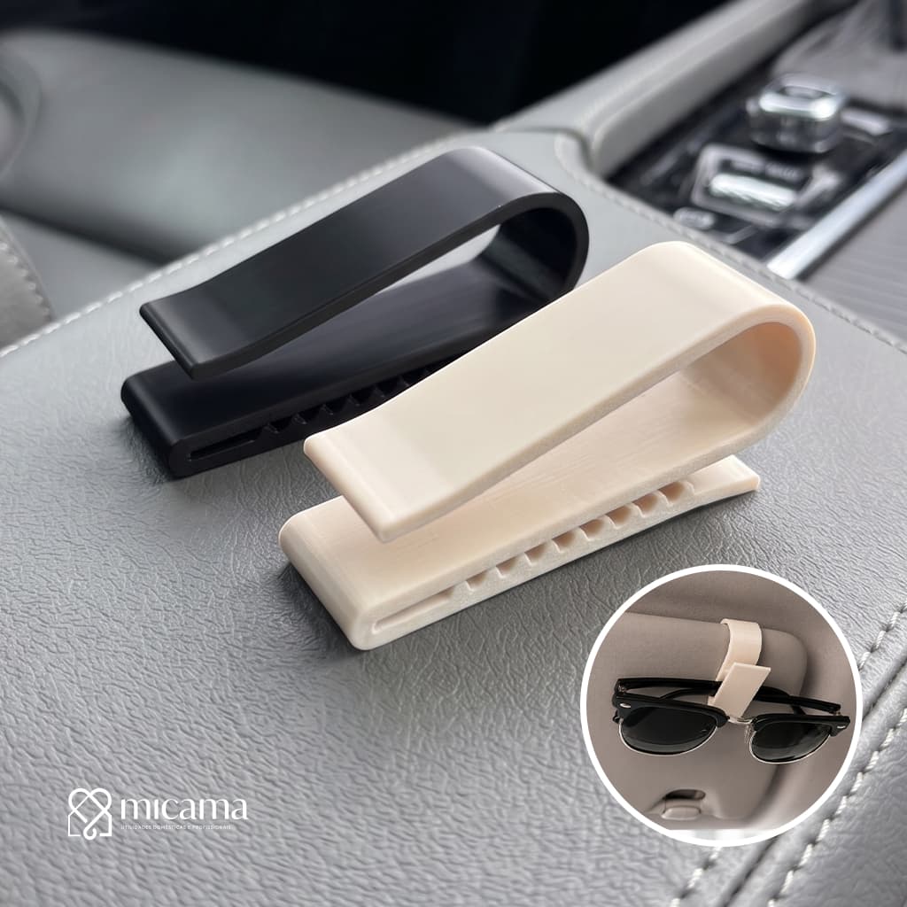Suporte Compacto para Óculos de Sol Premium Minimalista Carro com Clip Cartão, Porta-Bilhete e Fecho