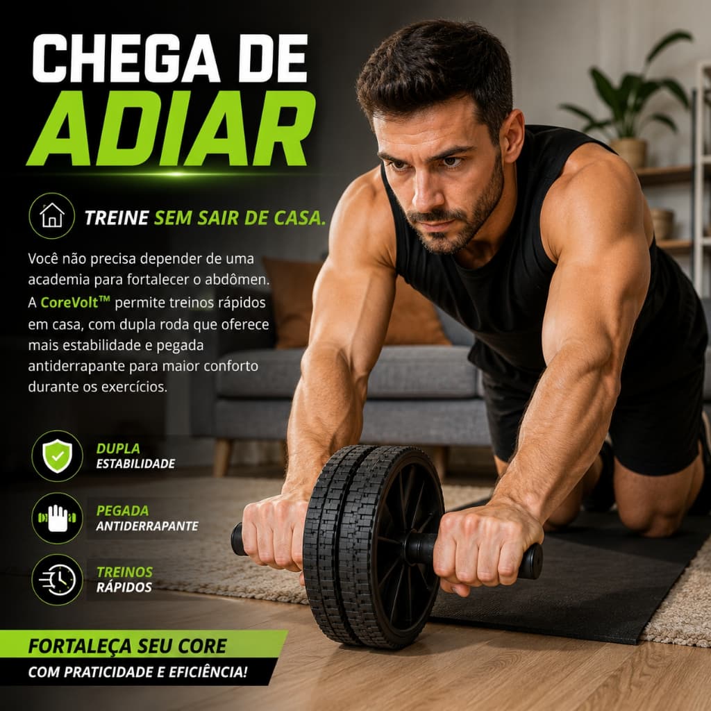 Roda Abdominal Dupla Fitness Exercícios para Abdômen Core Treino em Casa CoreVolt
