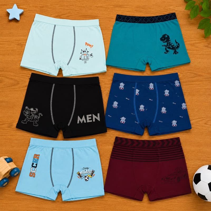 Kit Cuecas Infantil Boxer Estampada Confortável Uso Diário