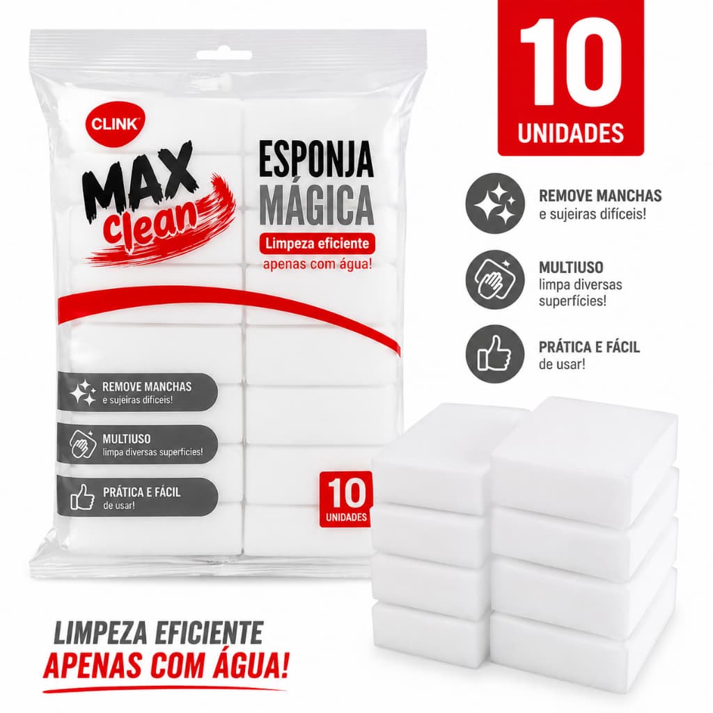 Kit 10 Esponjas Mágica Bucha Melamina Buchinha Tira Manchas