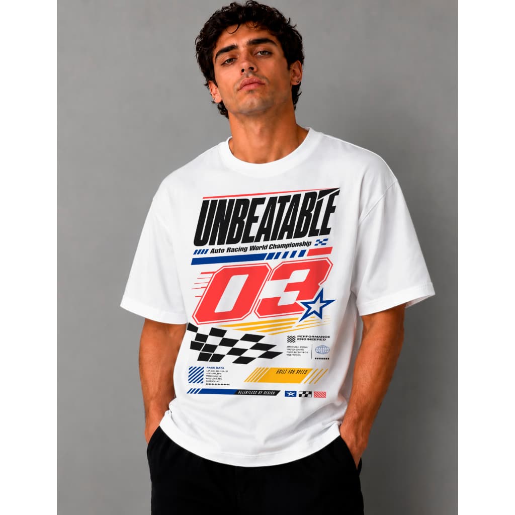 Camiseta Oversized Streetwear 100% Algodão Premium Unissex Estampa Unbeatables