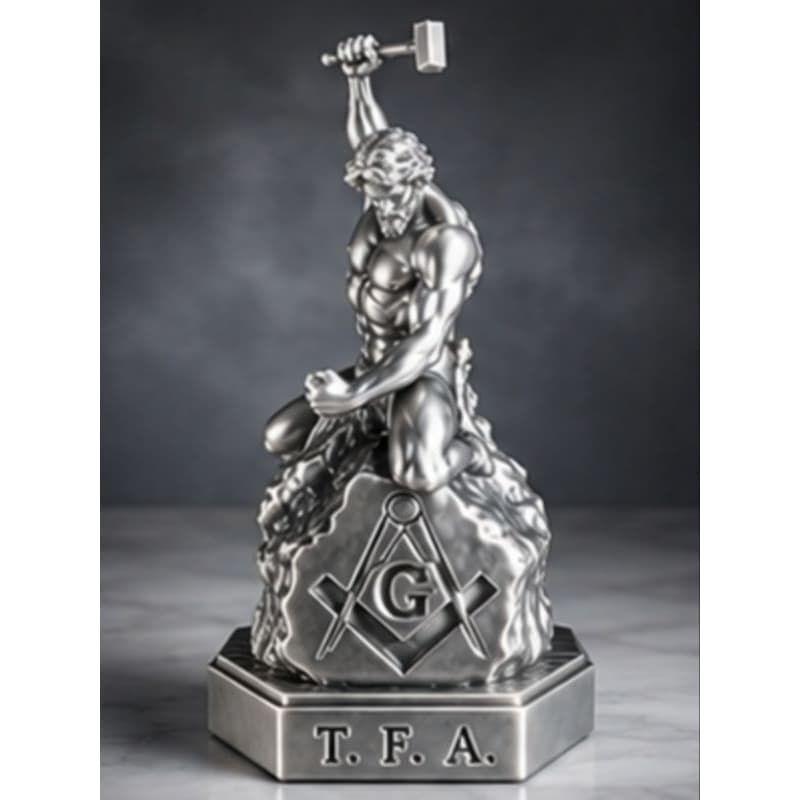 Estátua Self Made Man / Lapidador em Impressão 3D | Decoração Maçônica | 15cm 25cm 35cm | Mármore, Prata, Ouro e Cobre