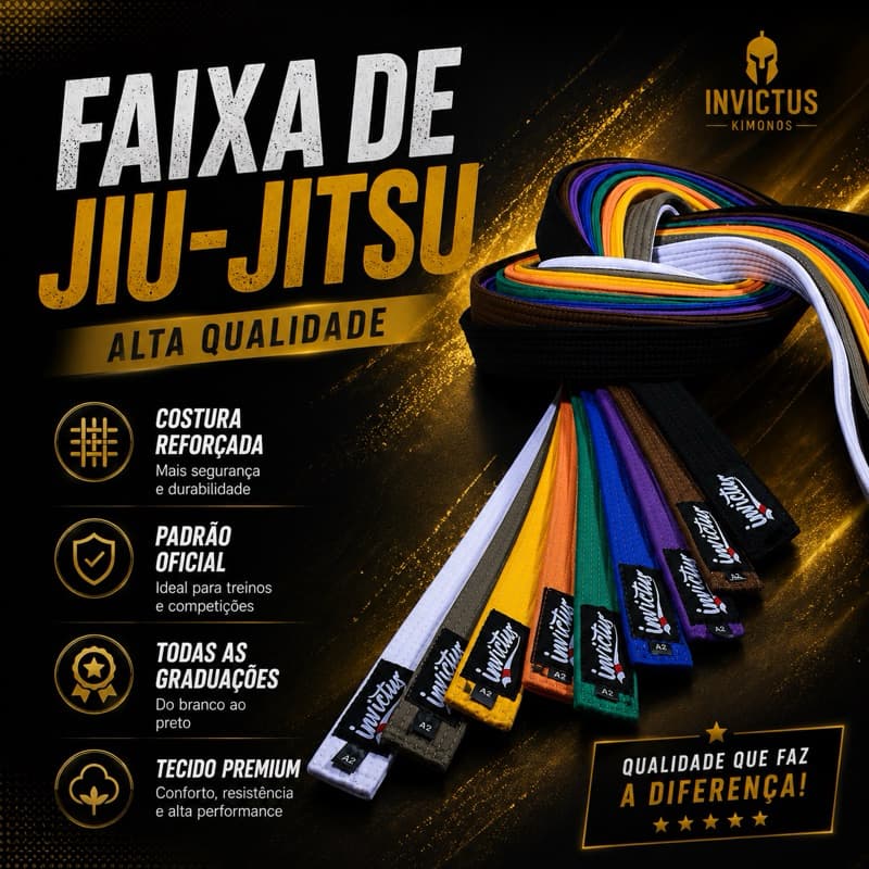 Faixa de Jiu-Jitsu de alta qualidade, ideal para treinos e competições Disponível em diversas cores e tamanhos