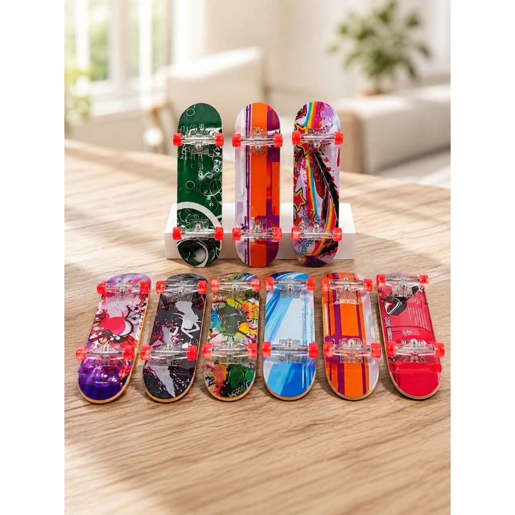 Kit Finger Skate 6 Peças Mini Skate de Dedo Brinquedo Radical Manobras Diversão Infantil