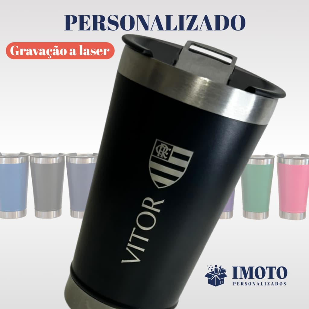 Copo Térmico Personalizado 475ml com Nome, Logo ou Desenho | Gravação a Laser | Aço Inox Presente