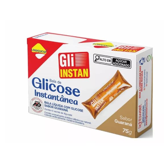 Gli-Instan Sabor Guaraná Glicose Instantânea Cartuchos de 5 unid de 15g