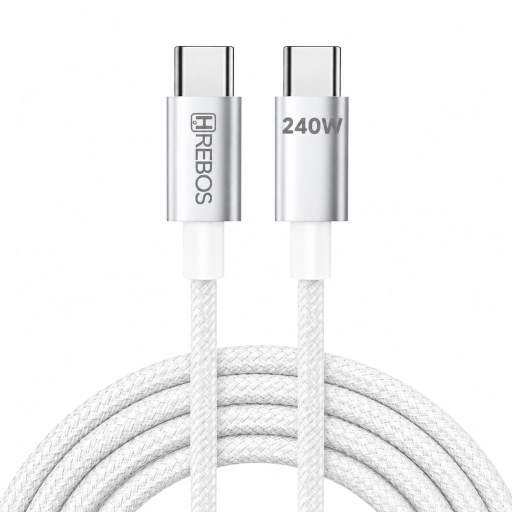 Cabo USB-C Para USB-C 240W Hrebos 2 Metros Turbo Original P/ iPhone 15 16 Pro Max Samsung S24 Ultra MacBook Reforçado