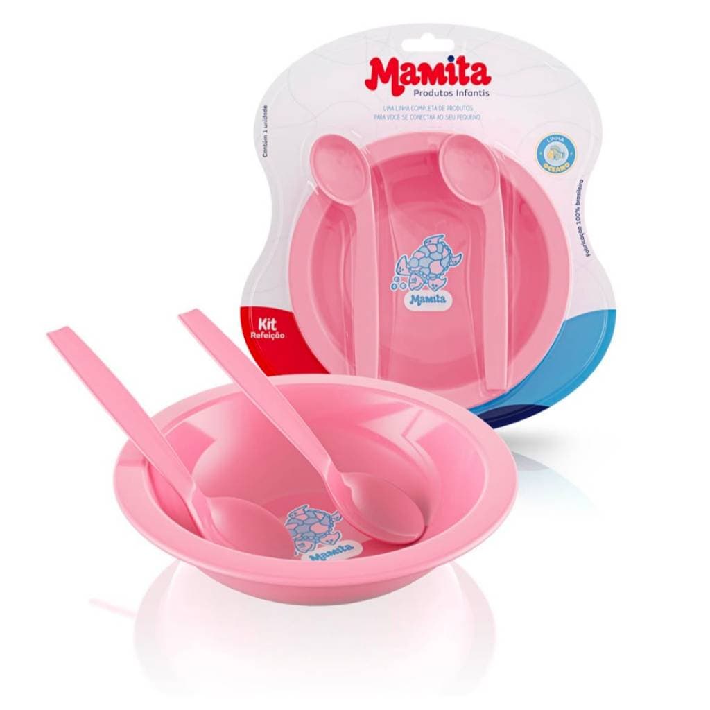 kit alimentação bebe - introdução  alimentar - 1 prato 2 colheres - pratinho para bebes livre BPA