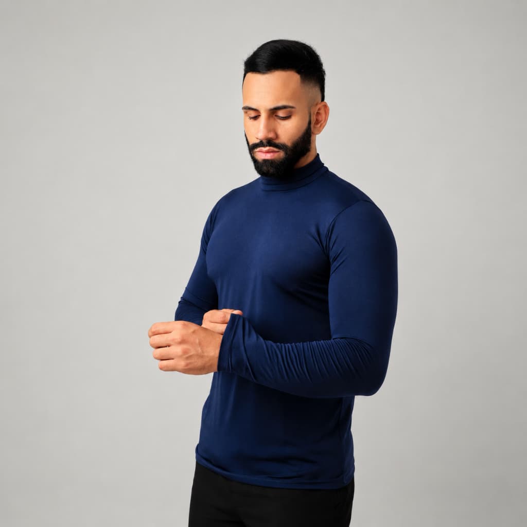 Camisa Segunda Pele Masculina UV  Gola Alta Premium Praia| Proteção Solar | Elasticidade | Fitness Casual | Manga Longa