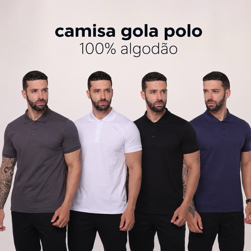 Camiseta Gola Polo Masculina Premium 100% Algodão