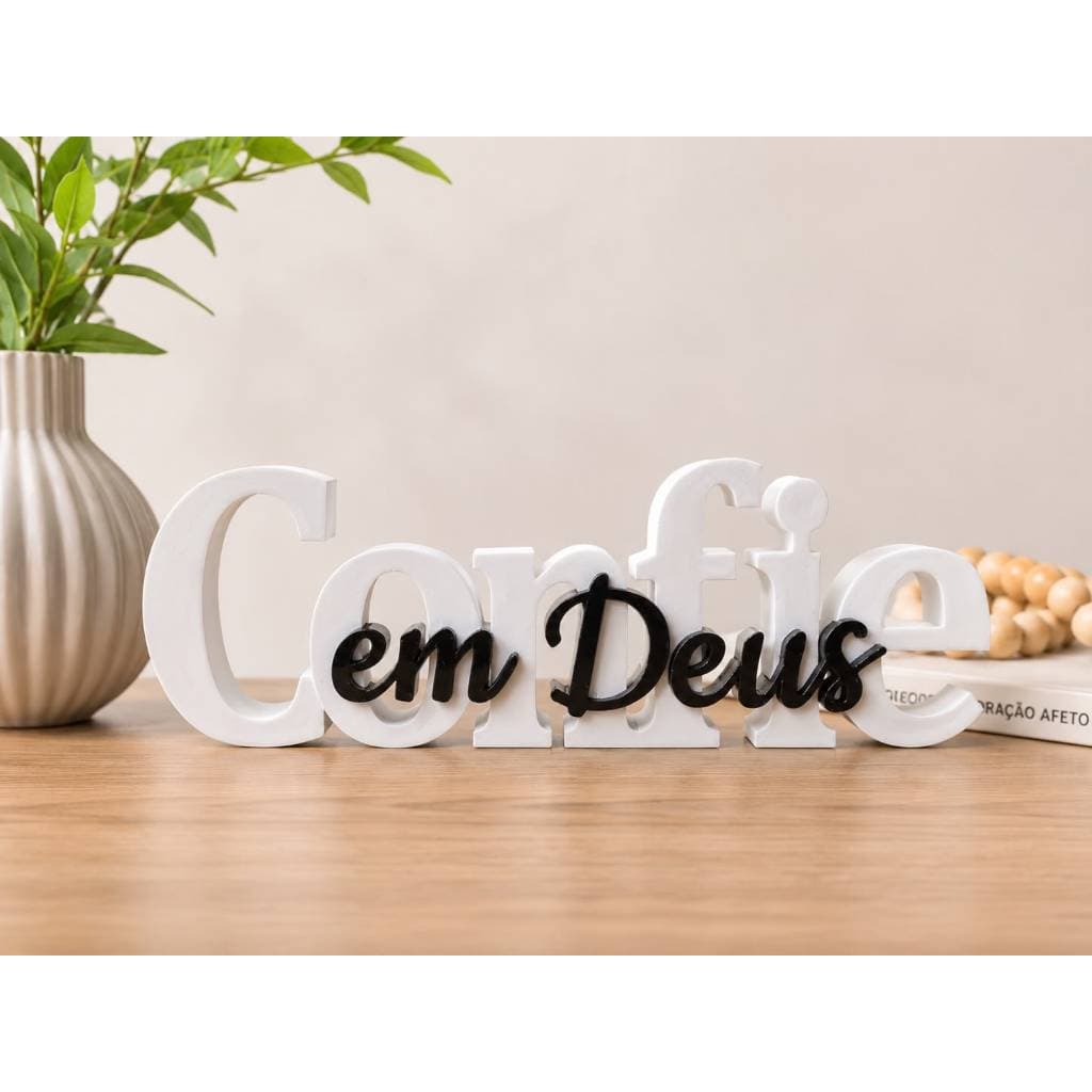 🤍 Enfeite Decorativo “Confie em Deus” – Decoração para Casa, Escritório e Ambientes