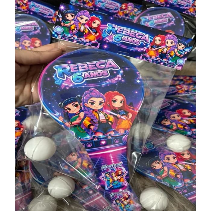 20 Kits Raquete Personalizada Ping Pong Lembrancinha Aniversario.Todos os temas.