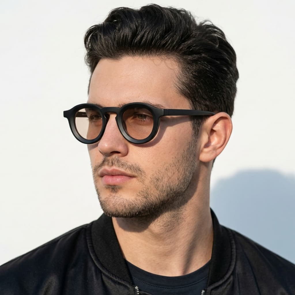 Óculos de Sol Masculino Redondo Retrô Vintage Tendência Casual UV400 Acetato Premium Elegante
