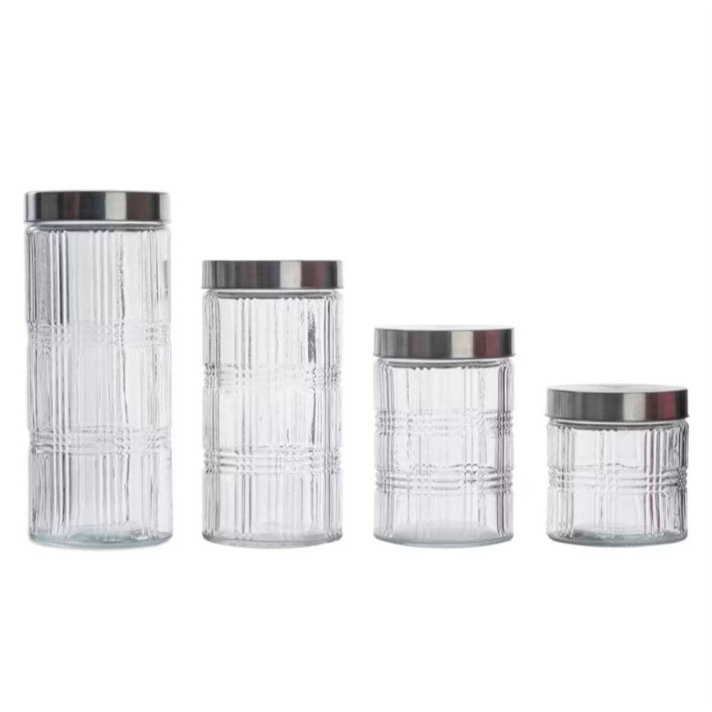 Pote de Vidro Redondo Tampa de Inox Elegance LeBianco P, M G e GG