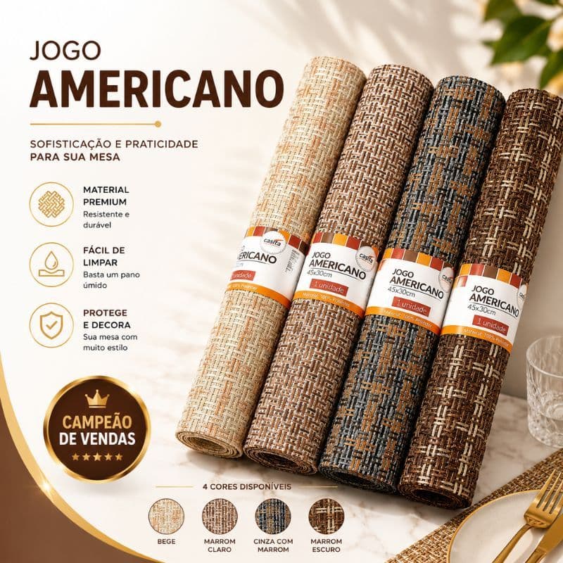 Jogo Americano Premium Kit 2 Peças Linho Emborrachado Hot Fresh Coffee Mesa Posta Elegante