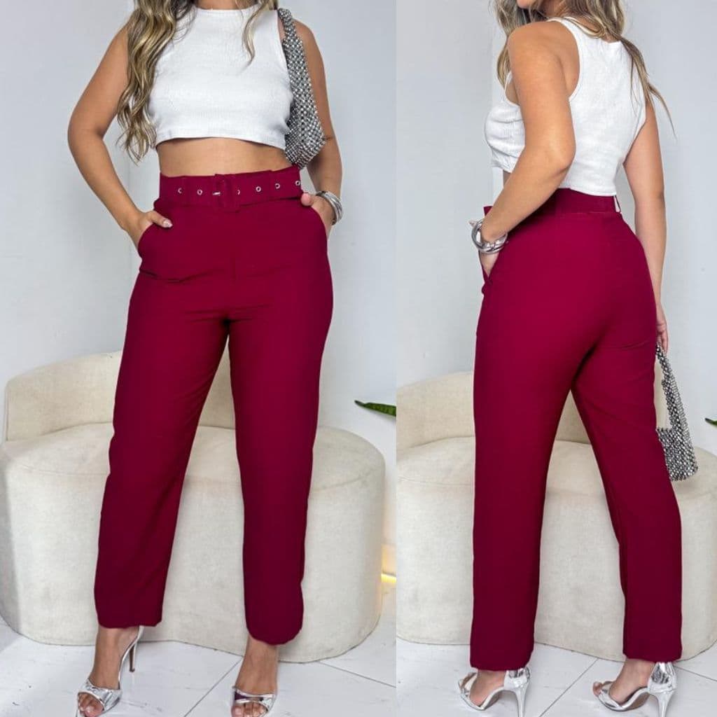 Calça Alfaiataria Com Cinto Removível ,ELEGANTE SOCIAL