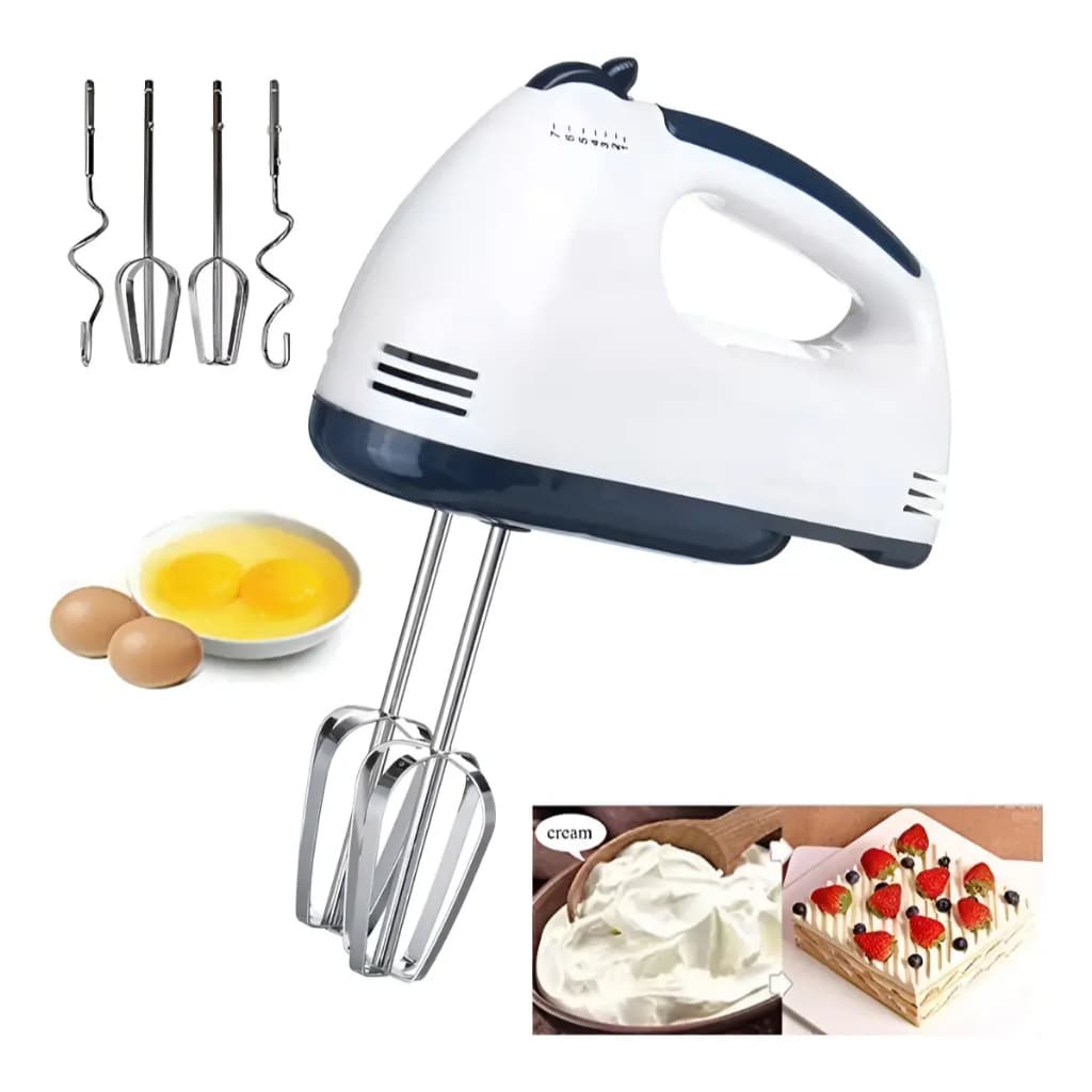 Batedeira Manual Leve com 7 Velocidades 110V/220V – Para Massa de Bolo, Chantilly e Ovos