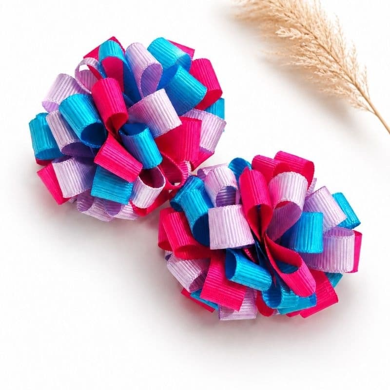 par de pompom de cabelo infantil