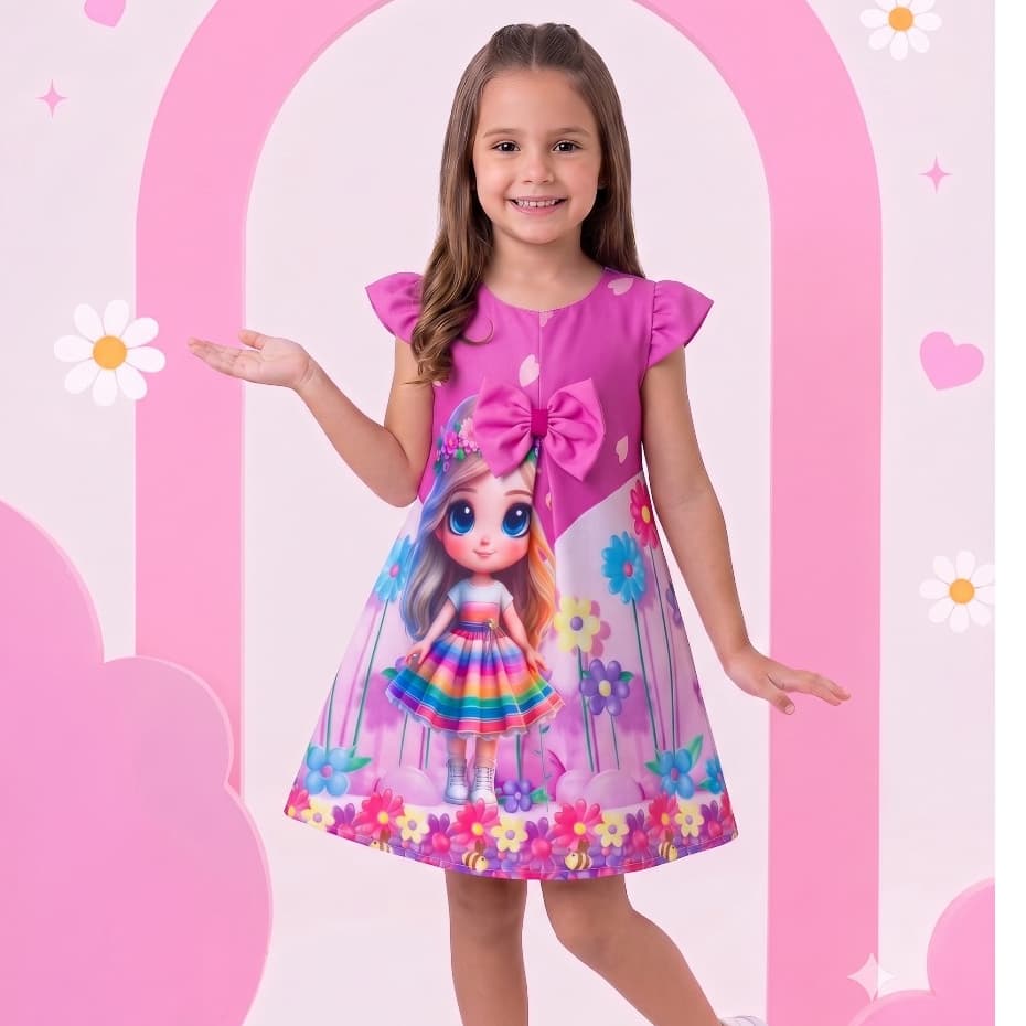 Vestido Infantil, Menina ,Princesa, Rosa Encantada ,Festa ,Passeio ,Aniversário.,De 2 A 8 Anos.