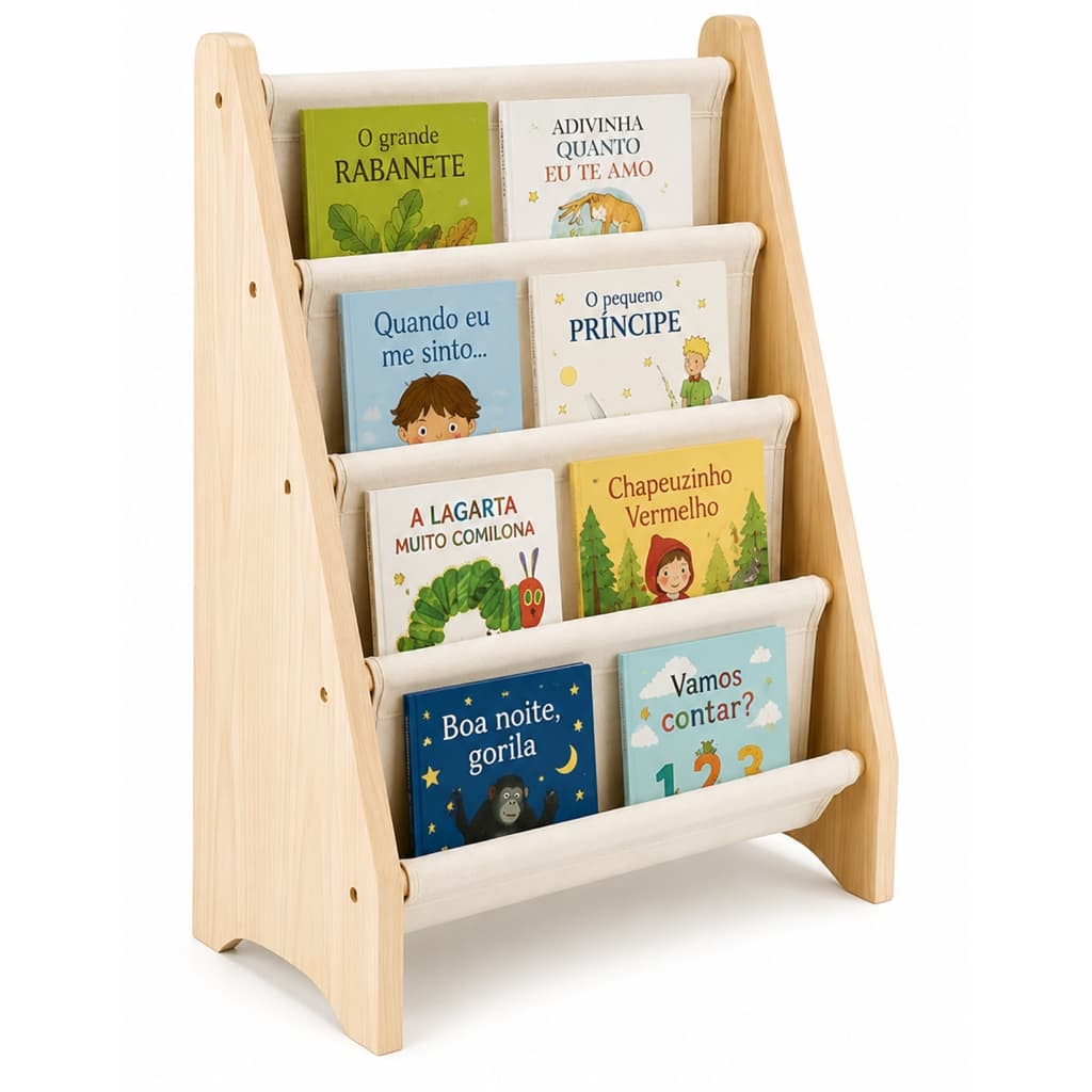 Rack Estante Porta Livros Infantil menino menina Organizador madeira maciça Resistente