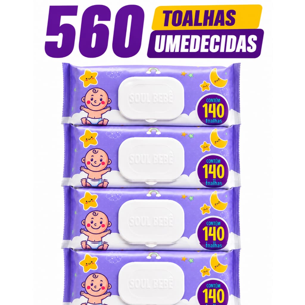 Lenço Umedecido Premium para Bebê Super Macio Limpeza Delicada com Tampa