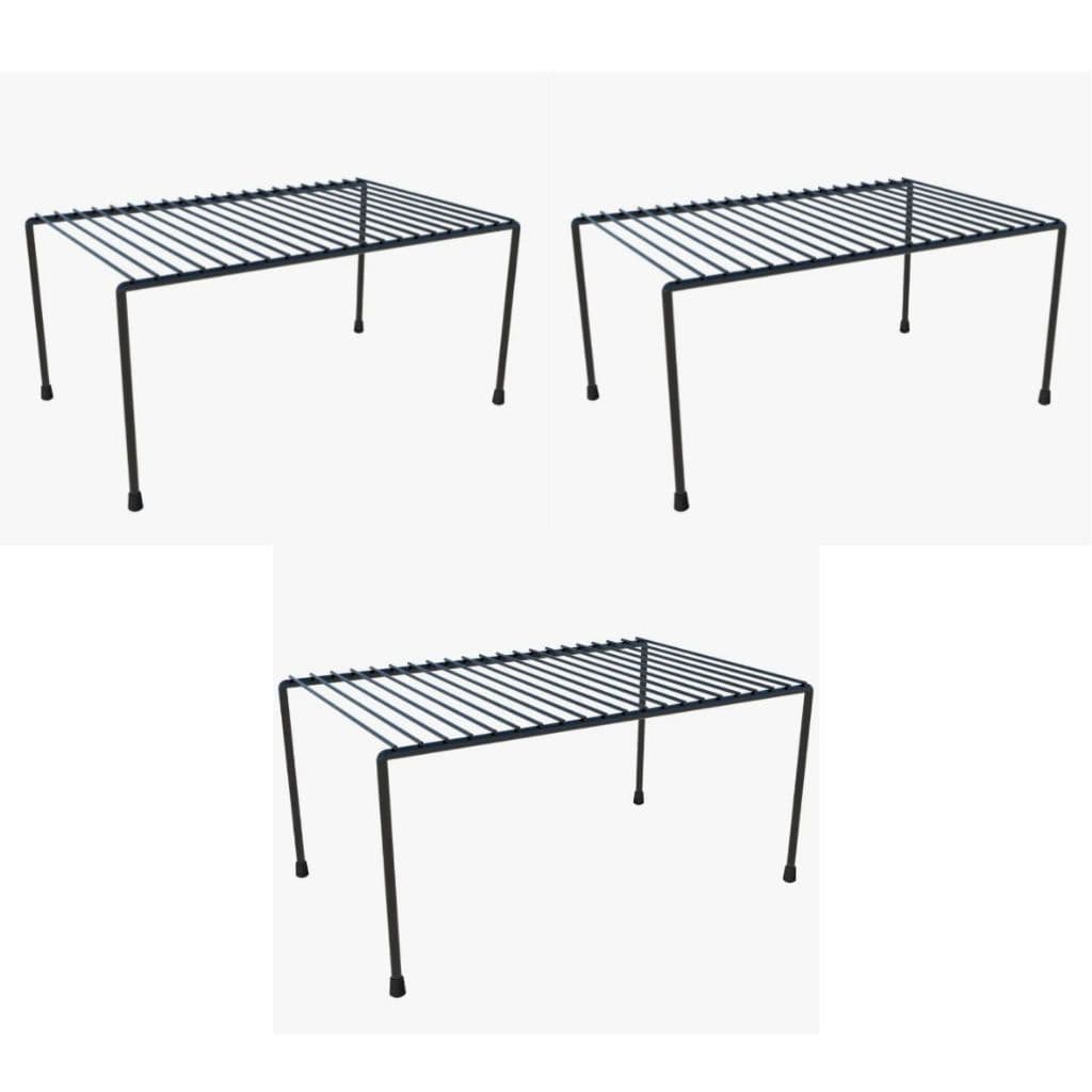 Kit 3 Organizadores de Armário Preto Médio Cozinha Aramado Porta Pratos Organizador de Pratos Louça 32cm