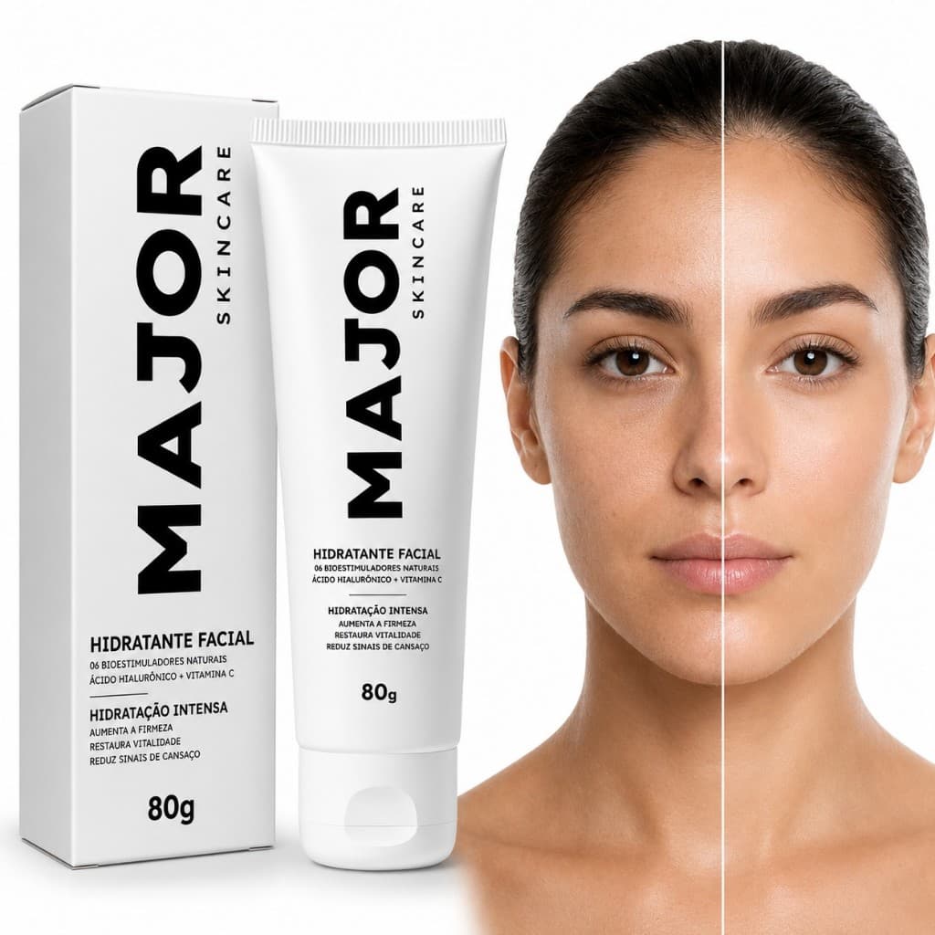 Hidratante Facial MAJOR 80g Hidratação Profunda Textura Leve Skincare Facial