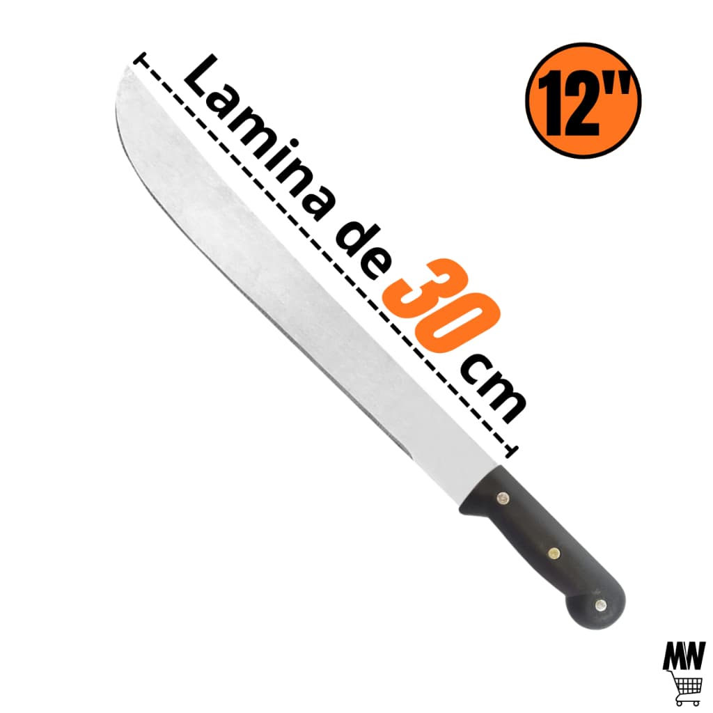 Facão Mato 12 Polegadas 30 CM Lâmina Aço Carbono Cabo Plástico Reforçado Jardinagem