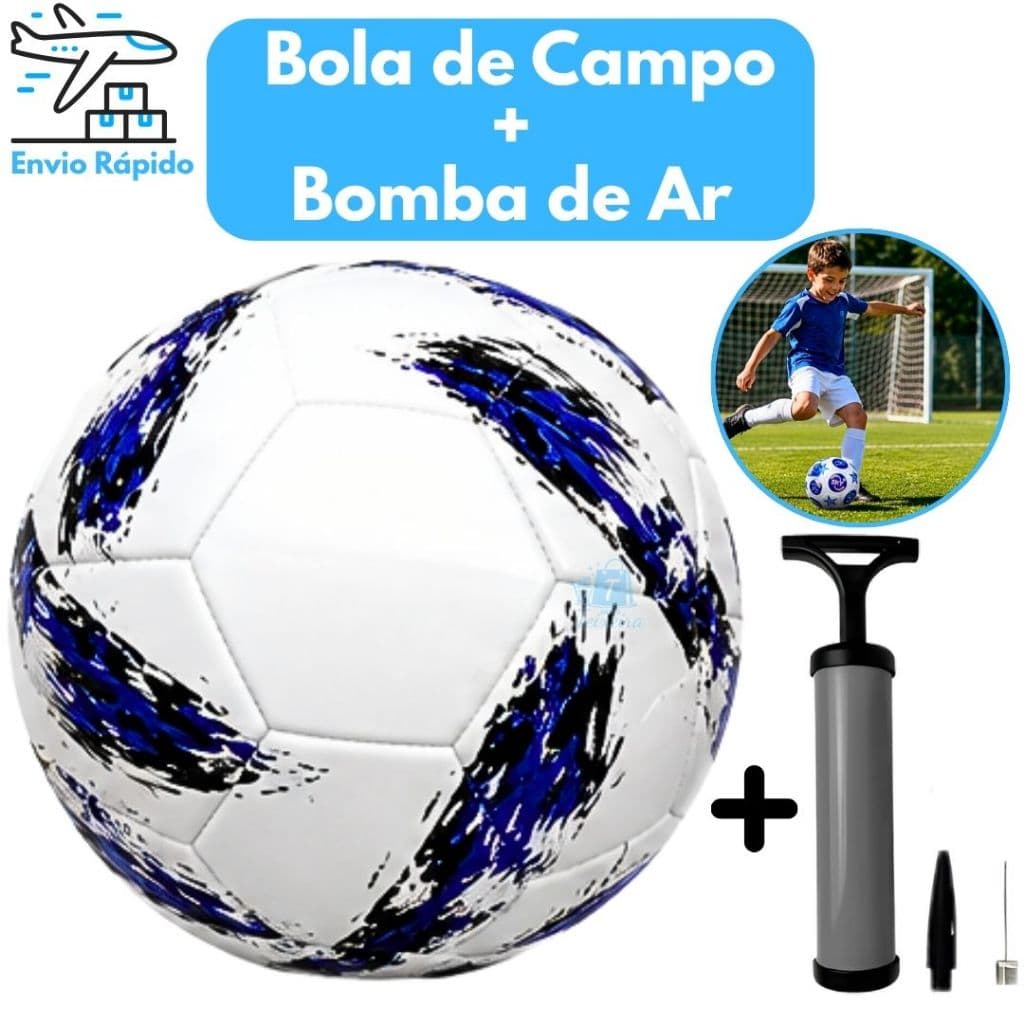 Bola de Futebol Campo Nº 5 + Bomba de Ar Manual | Alta Qualidade, Resistente | Ideal para Jogos, Treinos e Lazer