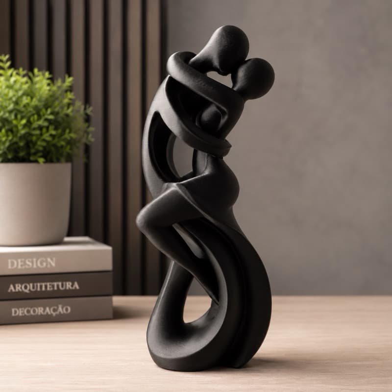Estátua Casal Abraço Decorativa 3D – Escultura Moderna em PLA | 18 cm