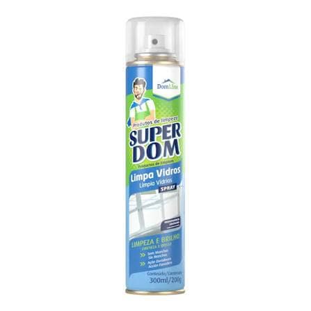 Limpa Vidros Spray Super Dom 300ml/200g Aerossol para Vidros, Espelhos e Box