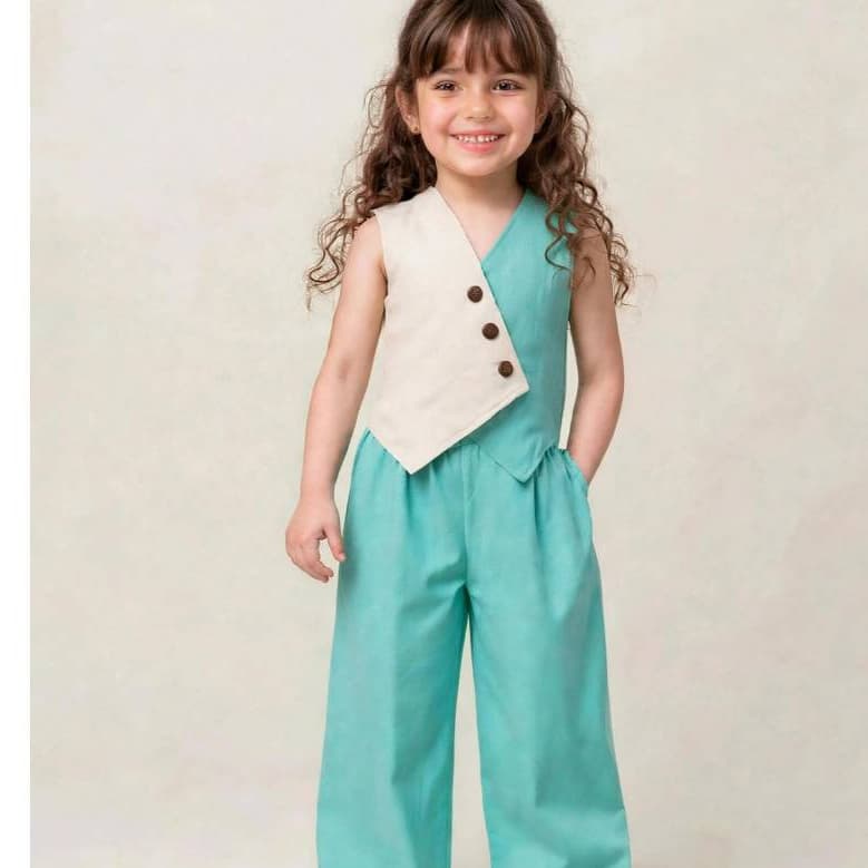 Conjunto Infantil Feminino Colete com Calça Pantalona – Elegância e Conforto | 3 Cores