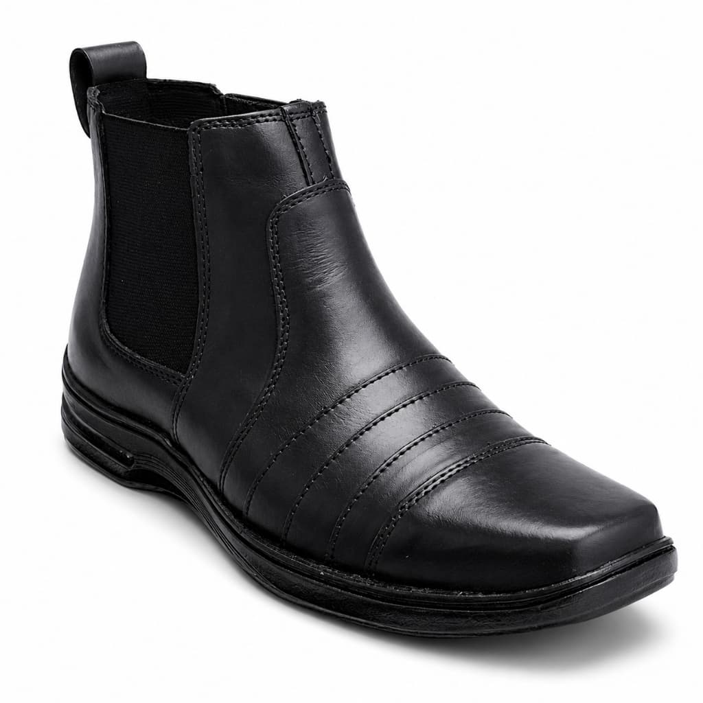 Botina Masculina Couro Bovino Conforto Bota Ortopédica Social Casual