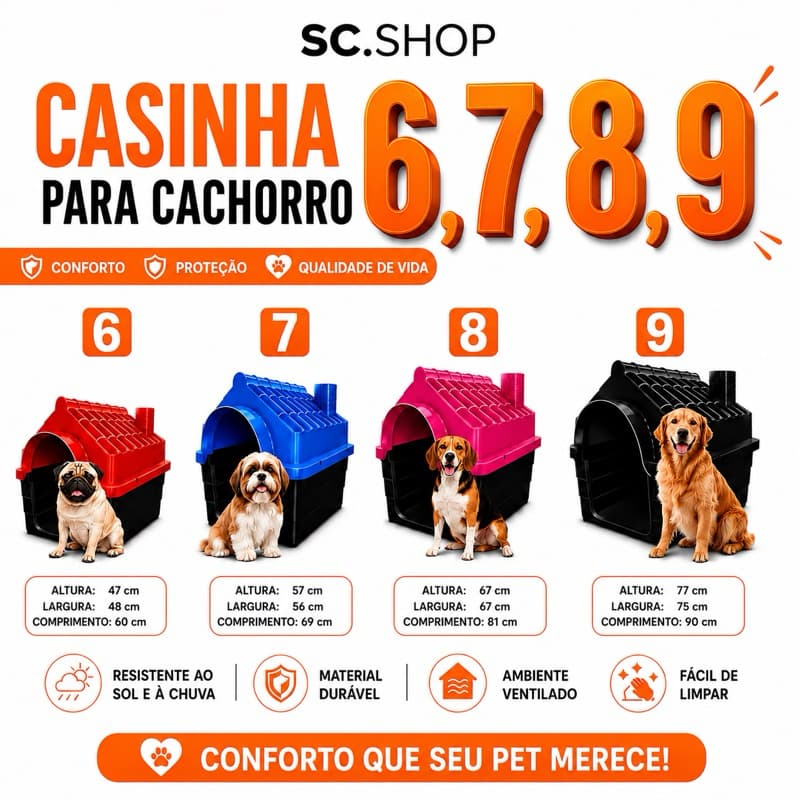 Casa Casinha Para Cachorro Plastica 6, 7, 8 e 9 - Conforto e Proteção Para Todos Os Portes