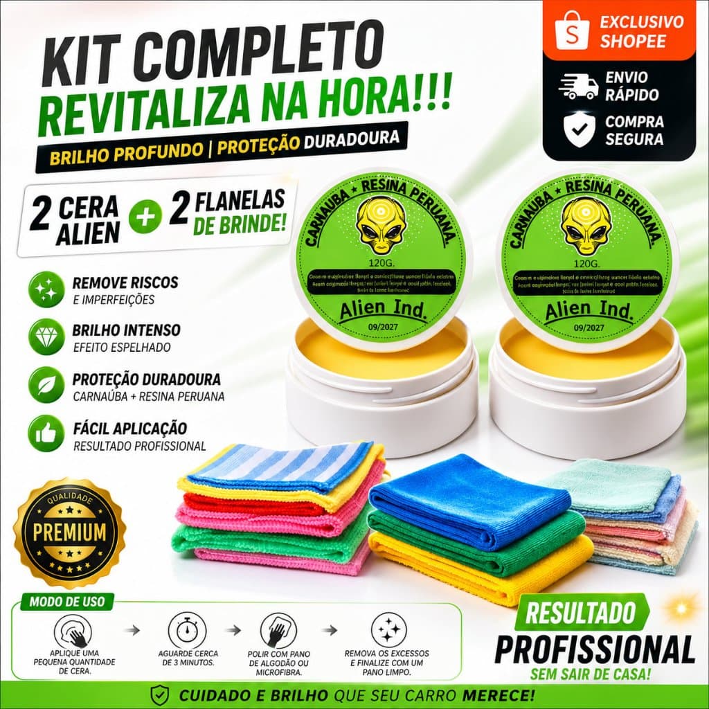 2 Cera Alien Ind Para Lataria E 2 Flanelas de brinde