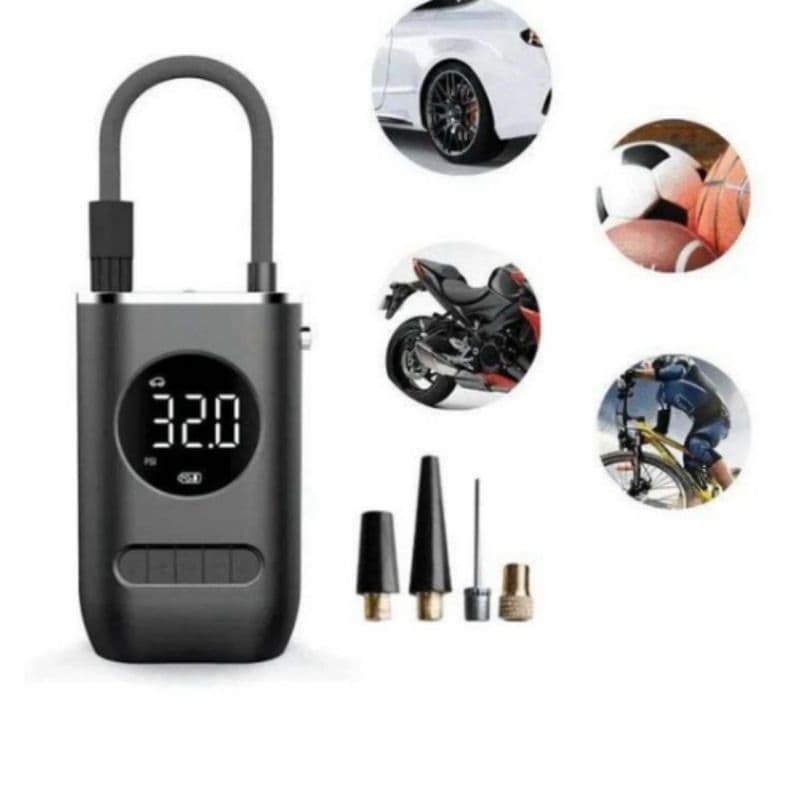 Mini Compressor de Ar Portátil Digital Recarregável 150 PSI Inflador Elétrico para Carro Moto Bicicleta Bola USB Sem Fio