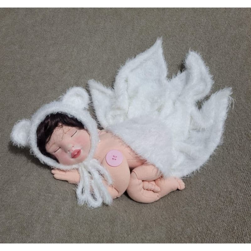 Wrap com touca urso Peludinho Newborn em Tricô | Prop para Fotografia de Bebê ✨