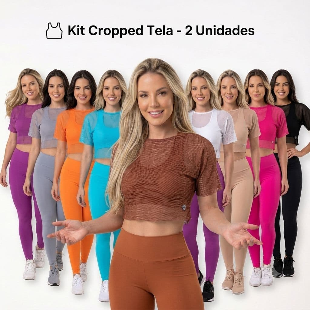 Kit 2 Blusas Cropped de Tule Premium Academia: Transparente, Confortável, Não Pinica, Não Enrola