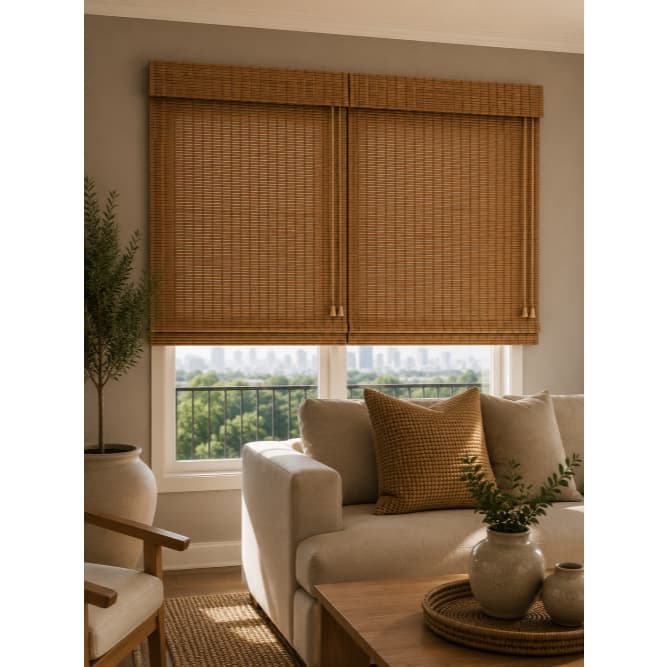Kit Persiana Romana Bambu Block 240larg x 160alt (2pçs 120larg x 160alt) - Natural