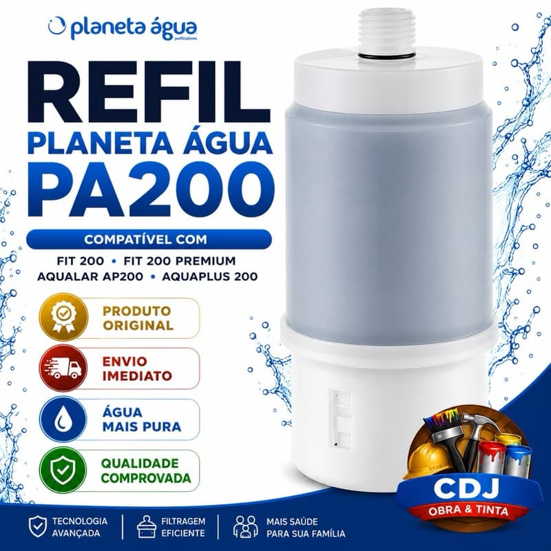Refil Planeta Água PA200 Original Compatível FIT 200 Premium Plus Aqualar AP200 Aquaplus 200 Filtro Purificador