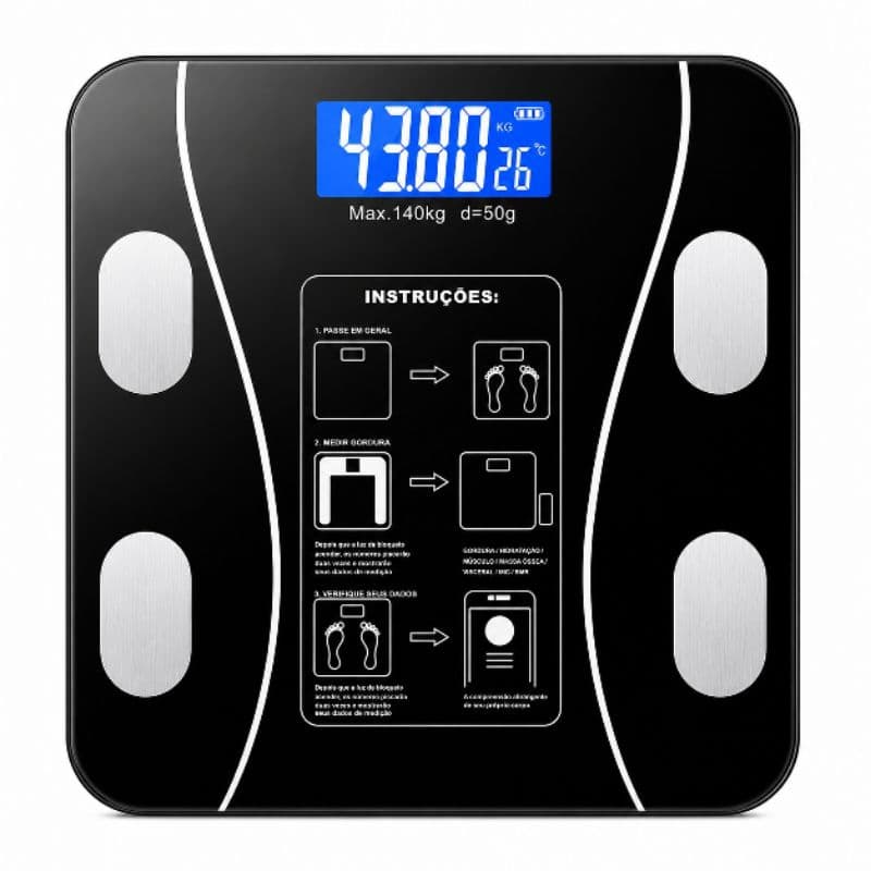 Balança Digital Bioimpedância Bluetooth 140kg IMC Gordura Corporal Água Massa Muscular App Android iOS Original Line