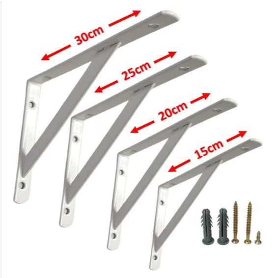 Kit com 2 unidades -  Mão Francesa Cantoneira Prateleira 15 cm | 20cm | 25cm | 30cm | 40cm | 45cm | 50cm  - Branca
