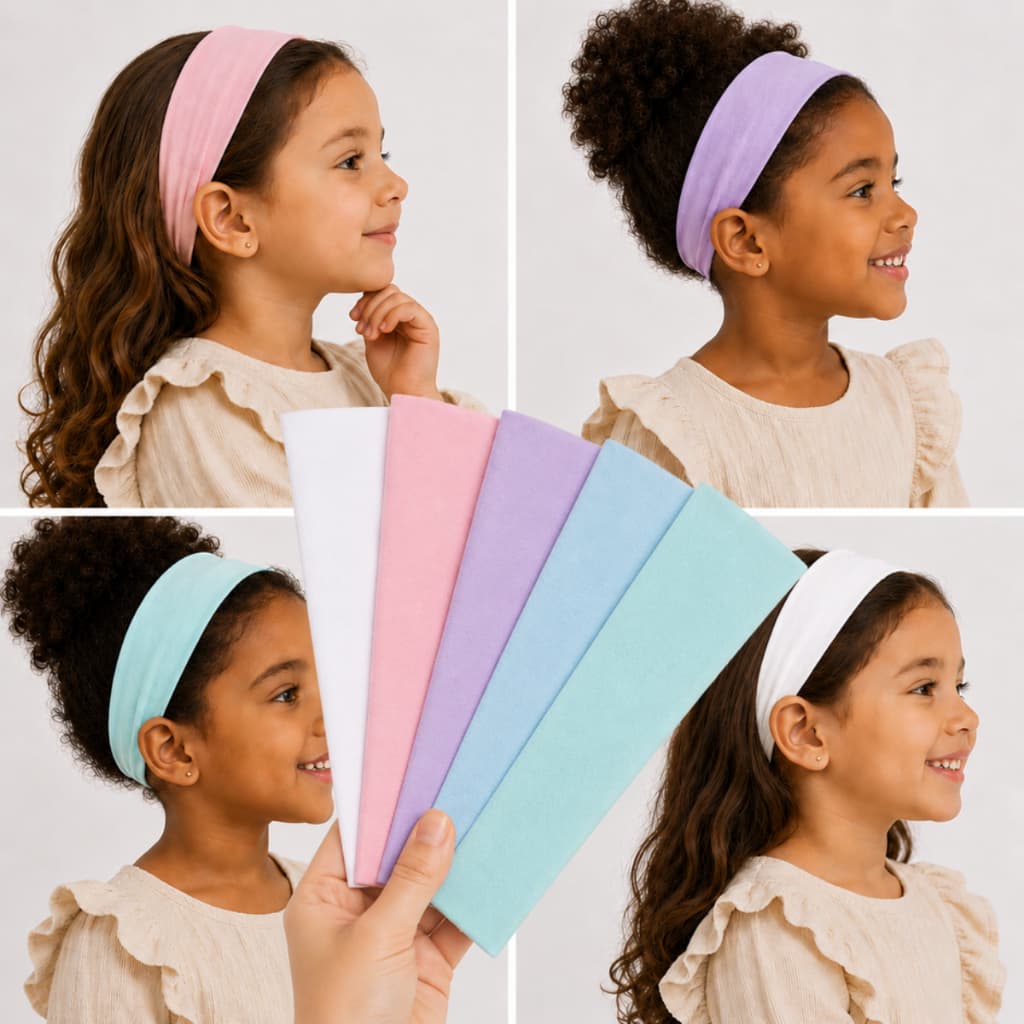 Kit 5 Faixas De Cabelo Infantil Tons Bebê Candy Color - 5cm