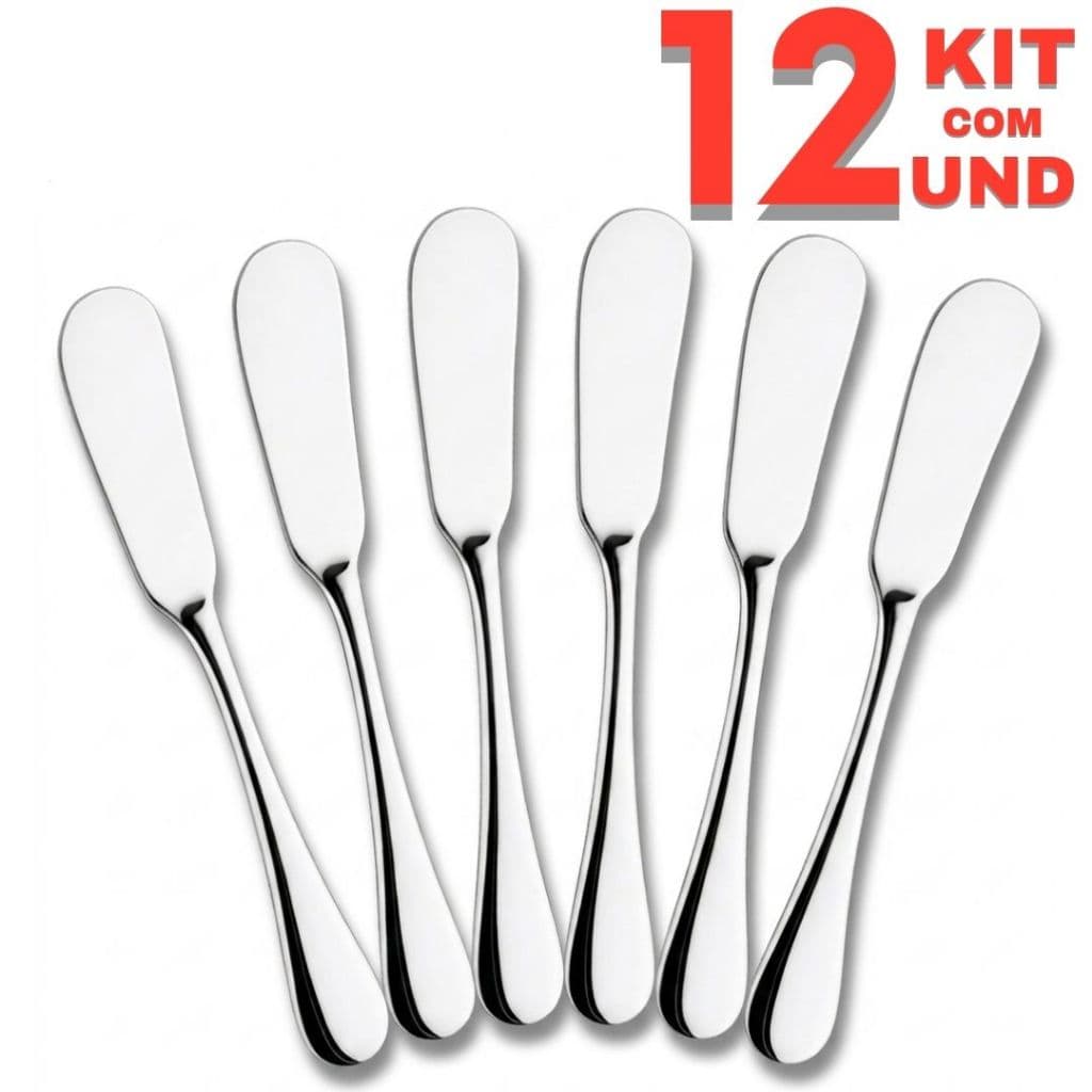 Kit 12 Espátulas Inox Requinte para Patês e Manteigas Buffet Restaurante - Resistentes e Elegantes