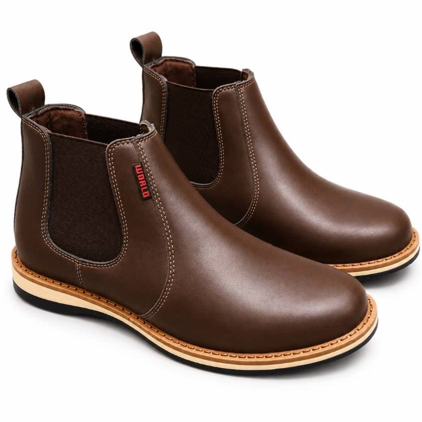 Botina Masculina Casual Chelsea Couro Legítimo Bota Elegante Confortável Solado Costurada Alta Qualidade