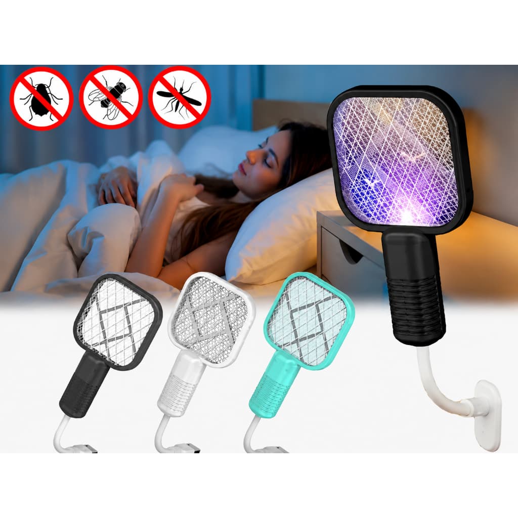 Mini Raquete Elétrica Mata Mosquito USB com Luz LED Anti Insetos Seguro