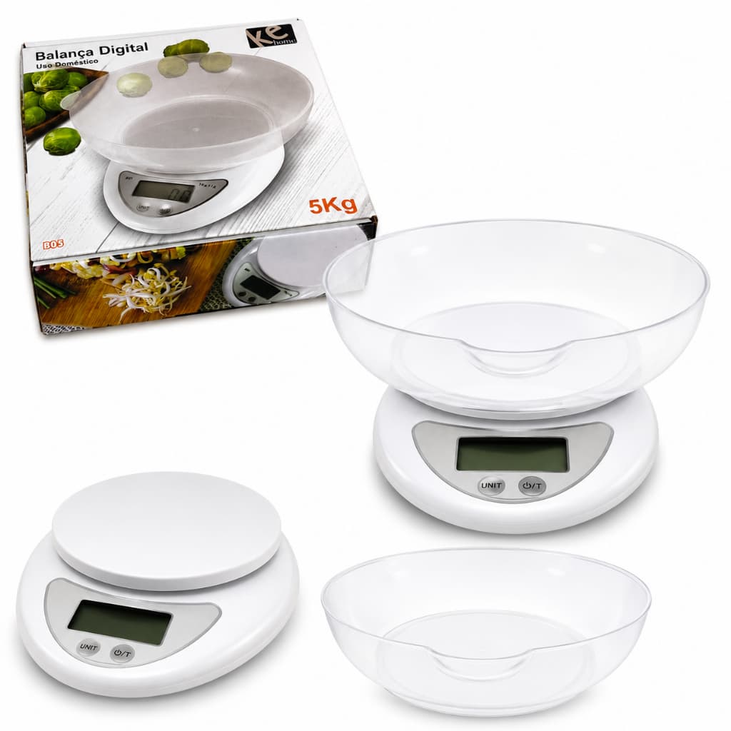 Balança Digital Oval Com Tigela 5kg De Culinária Cozinha