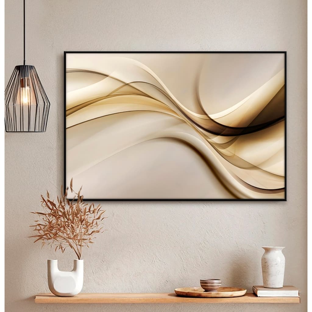 Quadro sem Vidro Abstrato Fluido Marrom com Ondas e Linhas I Quadro Decorativo