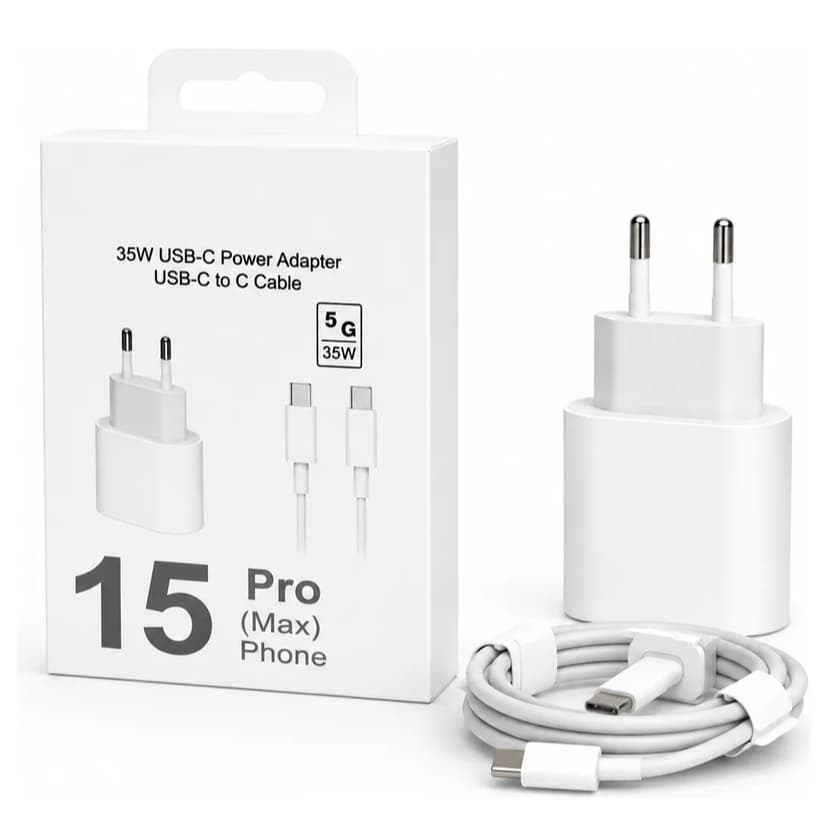 Carregador  Para iPhone USB-C 35W + Cabo USB-C para USB-C 1 Metro Para iPhone 15, 16 e 17 Carregamento Rápido