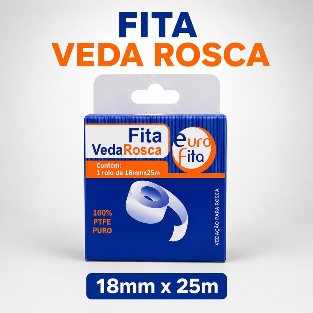 Fita Veda Rosca 18mm x 25m 100% PTFE Alta Vedação Hidráulica